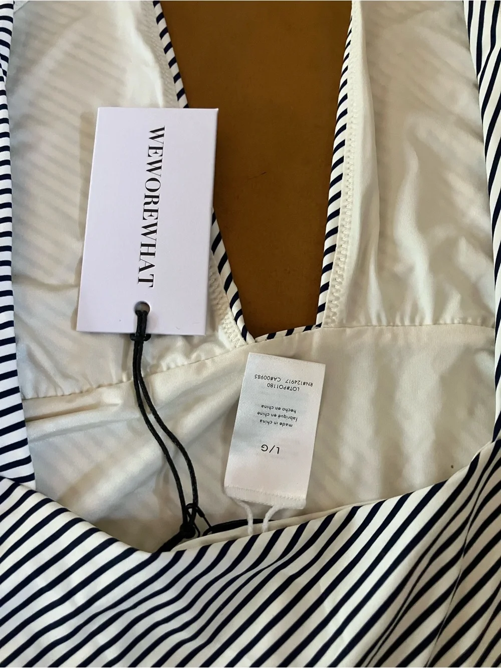 WeWoreWhat Navy & White Striped Halter Top - Picture 3 of 6